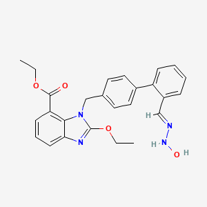 molecular formula C26H26N4O4 B12336656 ethyl 2-ethoxy-3-[[4-[2-[(E)-(hydroxyhydrazinylidene)methyl]phenyl]phenyl]methyl]benzimidazole-4-carboxylate 