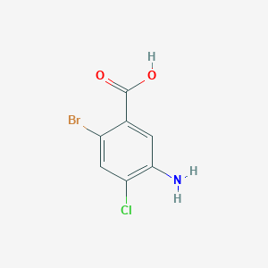 molecular formula C7H5BrClNO2 B12336788 5-Amino-2-bromo-4-chlorobenzoic acid 