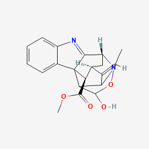 molecular formula C20H20N2O4 B1233679 methyl (10R,12R,13E,19R)-13-ethylidene-17-hydroxy-16-oxa-8,15-diazahexacyclo[10.6.1.01,9.02,7.010,15.014,18]nonadeca-2,4,6,8-tetraene-19-carboxylate CAS No. 63950-46-9