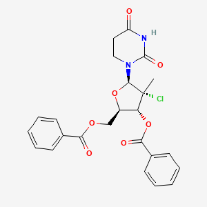 molecular formula C24H23ClN2O7 B12336869 [(2R,3R,4R,5R)-3-benzoyloxy-4-chloro-5-(2,4-dioxo-1,3-diazinan-1-yl)-4-methyloxolan-2-yl]methyl benzoate 