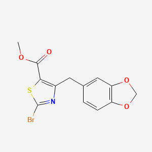 molecular formula C13H10BrNO4S B12336978 Methyl 4-(benzo[d][1,3]dioxol-5-ylmethyl)-2-bromothiazole-5-carboxylate 