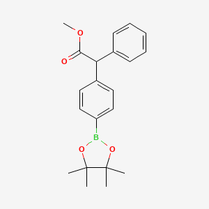 molecular formula C21H25BO4 B12337069 Methyl 2-phenyl-2-(4-(4,4,5,5-tetramethyl-1,3,2-dioxaborolan-2-yl)phenyl)acetate 