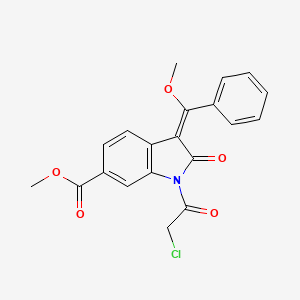 molecular formula C20H16ClNO5 B12337158 (E)-methyl 1-(2-chloroacetyl)-3-(methoxy(phenyl)methylene)-2-oxoindoline-6-carboxylate CAS No. 1174335-83-1