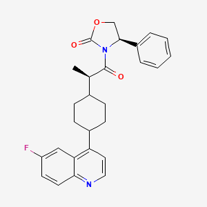 molecular formula C27H27FN2O3 B12337185 2-Oxazolidinone, 3-[(2R)-2-[cis-4-(6-fluoro-4-quinolinyl)cyclohexyl]-1-oxopropyl]-4-phenyl-, (4R)- 