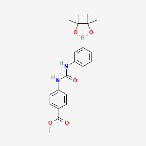 molecular formula C21H25BN2O5 B12337252 Methyl 4-(3-(3-(4,4,5,5-tetramethyl-1,3,2-dioxaborolan-2-yl)phenyl)ureido)benzoate 