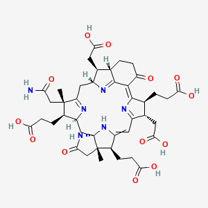 3-[(1S,3S,4S,5S,8R,11S,15E,17S,18S,22S,23S,29S)-5-(2-amino-2-oxoethyl)-4,22-bis(2-carboxyethyl)-18,29-bis(carboxymethyl)-5,23-dimethyl-14,25-dioxo-9,26,27,28,30-pentazaheptacyclo[19.5.1.13,6.18,11.116,19.01,23.010,15]triaconta-6(30),9,15,19(28),20-pentaen-17-yl]propanoic acid