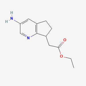 molecular formula C12H16N2O2 B12337445 ethyl 2-(3-amino-6,7-dihydro-5H-cyclopenta[b]pyridin-7-yl)acetate CAS No. 904929-06-2