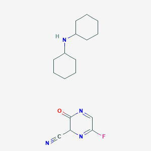 molecular formula C17H25FN4O B12337452 N-cyclohexylcyclohexanamine;6-fluoro-3-oxo-2H-pyrazine-2-carbonitrile 
