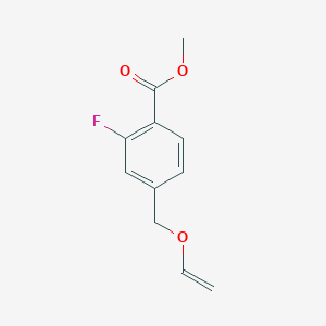 molecular formula C11H11FO3 B12337463 Benzoic acid, 4-[(ethenyloxy)methyl]-2-fluoro-, methyl ester CAS No. 1263279-97-5