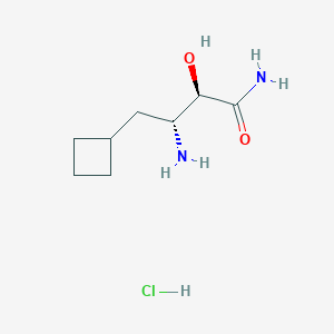 molecular formula C8H17ClN2O2 B12337591 trans-3-Amino-4-cyclobutyl-2-hydroxybutanamide hydrochloride 