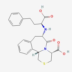 molecular formula C24H26N2O5S B1233776 7-(1-Carboxy-3-phenylpropyl)amino-3,4,6,7,8,12b-hexahydro-6-oxo-1H-(1,4)thiazino(3,4-a)-2-benzazepine-4-carboxylic acid CAS No. 116360-59-9