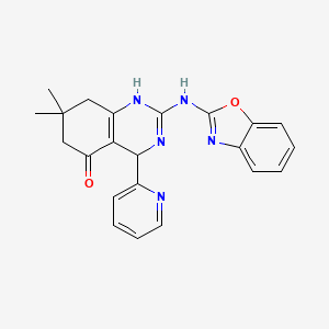 2-(1,3-Benzoxazol-2-ylamino)-7,7-dimethyl-4-(2-pyridinyl)-1,4,6,8-tetrahydroquinazolin-5-one