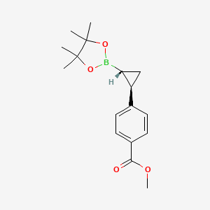 molecular formula C17H23BO4 B12338790 methyl 4-((1R,2R)-2-(4,4,5,5-tetramethyl-1,3,2-dioxaborolan-2-yl)cyclopropyl)benzoate 