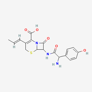 molecular formula C18H19N3O5S B1233909 7-[[2-amino-2-(4-hydroxyphenyl)acetyl]amino]-8-oxo-3-[(E)-prop-1-enyl]-5-thia-1-azabicyclo[4.2.0]oct-2-ene-2-carboxylic acid 