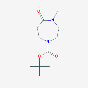 molecular formula C11H20N2O3 B12339401 1H-1,4-Diazepine-1-carboxylic acid, hexahydro-4-methyl-5-oxo-, 1,1-dimethylethyl ester CAS No. 862728-37-8