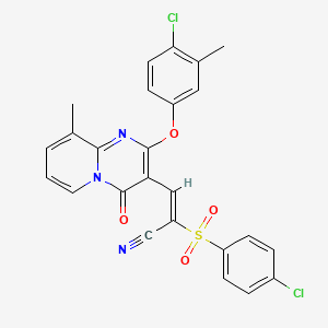 molecular formula C25H17Cl2N3O4S B1233994 (E)-3-[2-(4-chloro-3-methylphenoxy)-9-methyl-4-oxopyrido[1,2-a]pyrimidin-3-yl]-2-(4-chlorophenyl)sulfonylprop-2-enenitrile 