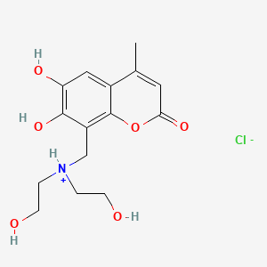 molecular formula C15H20ClNO6 B1234073 Coumarin, 8-((bis(2-hydroxyethyl)amino)methyl)-6,7-dihydroxy-4-methyl-, hydrochloride CAS No. 1039-82-3