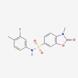 molecular formula C15H13FN2O4S B1234114 N-(3-fluoro-4-methylphenyl)-3-methyl-2-oxo-1,3-benzoxazole-6-sulfonamide 