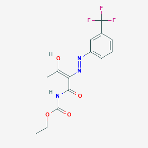 molecular formula C14H14F3N3O4 B12341228 ethyl N-[(2E)-3-oxo-2-{2-[3-(trifluoromethyl)phenyl]hydrazin-1-ylidene}butanoyl]carbamate 