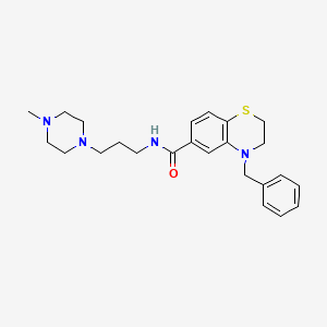 molecular formula C24H32N4OS B1234134 N-[3-(4-methyl-1-piperazinyl)propyl]-4-(phenylmethyl)-2,3-dihydro-1,4-benzothiazine-6-carboxamide 