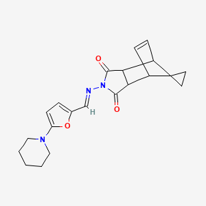B1234143 4-[(E)-(5-Piperidin-1-ylfuran-2-yl)methylideneamino]spiro[4-azatricyclo[5.2.1.02,6]dec-8-ene-10,1'-cyclopropane]-3,5-dione CAS No. 5679-81-2
