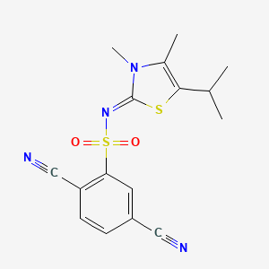 molecular formula C16H16N4O2S2 B1234171 (NZ)-2,5-dicyano-N-(5-isopropyl-3,4-dimethyl-thiazol-2-ylidene)benzenesulfonamide 
