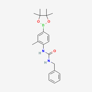 molecular formula C21H27BN2O3 B12341724 Urea, N-[2-methyl-4-(4,4,5,5-tetramethyl-1,3,2-dioxaborolan-2-yl)phenyl]-N'-(phenylmethyl)- 