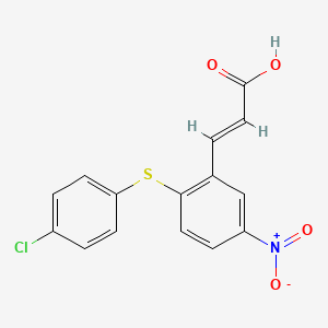 molecular formula C15H10ClNO4S B12341829 3-[2-[(4-Chlorophenyl)thio]-5-nitrophenyl]acrylic acid 