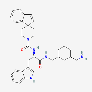 molecular formula C33H41N5O2 B12341845 N-((2R)-1-(((3-(Aminomethyl)cyclohexyl)methyl)amino)-3-(1H-indol-3-yl)-1-oxopropan-2-yl)spiro[indene-1,4'-piperidine]-1'-carboxamide 