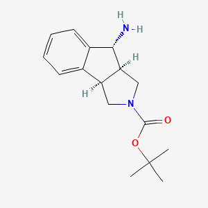 molecular formula C16H22N2O2 B12341902 tert-butyl (3aR,8R,8aR)-8-amino-3,3a,8,8a-tetrahydroindeno[1,2-c]pyrrole-2(1H)-carboxylate 
