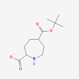molecular formula C12H20NO4- B12341933 5-[(2-Methylpropan-2-yl)oxycarbonyl]azepane-2-carboxylate 