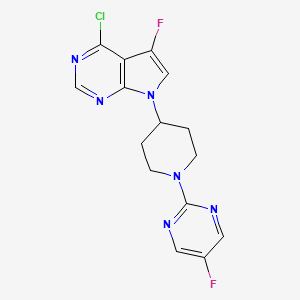 molecular formula C15H13ClF2N6 B12341992 4-Chloro-5-fluoro-7-(1-(5-fluoropyrimidin-2-yl)piperidin-4-yl)-7H-pyrrolo[2,3-d]pyrimidine 