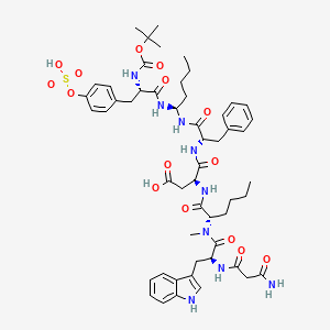 (3S)-3-[[(2S)-2-[[(2S)-2-[(3-amino-3-oxopropanoyl)amino]-3-(1H-indol-3-yl)propanoyl]-methylamino]hexanoyl]amino]-4-[[(2S)-1-[[(1S)-1-[[(2S)-2-[(2-methylpropan-2-yl)oxycarbonylamino]-3-(4-sulfooxyphenyl)propanoyl]amino]pentyl]amino]-1-oxo-3-phenylpropan-2-yl]amino]-4-oxobutanoic acid