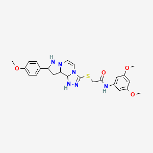 molecular formula C24H28N6O4S B12342293 N-(3,5-dimethoxyphenyl)-2-{[11-(4-methoxyphenyl)-3,4,6,9,10-pentaazatricyclo[7.3.0.0^{2,6}]dodeca-1(12),2,4,7,10-pentaen-5-yl]sulfanyl}acetamide 
