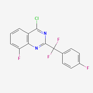 molecular formula C15H7ClF4N2 B12342295 4-Chloro-2-(difluoro(4-fluorophenyl)methyl)-8-fluoroquinazoline 