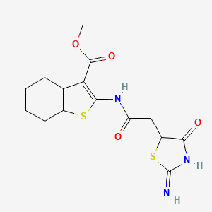 molecular formula C15H17N3O4S2 B12342307 Methyl 2-[2-(2-imino-4-oxo-1,3-thiazolidin-5-YL)acetamido]-4,5,6,7-tetrahydro-1-benzothiophene-3-carboxylate 