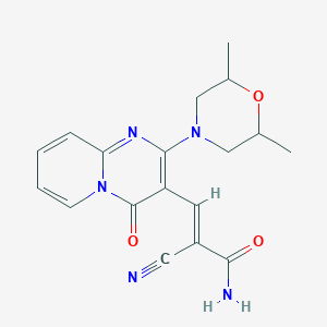 (E)-2-cyano-3-[2-(2,6-dimethylmorpholin-4-yl)-4-oxopyrido[1,2-a]pyrimidin-3-yl]prop-2-enamide