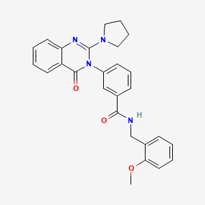 molecular formula C27H26N4O3 B12342389 N-[(2-methoxyphenyl)methyl]-3-[4-oxo-2-(pyrrolidin-1-yl)-3,4-dihydroquinazolin-3-yl]benzamide 