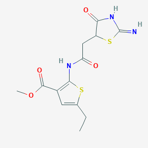 molecular formula C13H15N3O4S2 B12342465 Methyl 5-ethyl-2-[2-(2-imino-4-oxo-1,3-thiazolidin-5-YL)acetamido]thiophene-3-carboxylate 