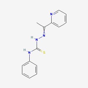 molecular formula C14H14N4S B1234262 N-Phenyl-2-[1-(pyridin-2-yl)ethylidene]hydrazine-1-carboximidothioic acid CAS No. 63698-06-6