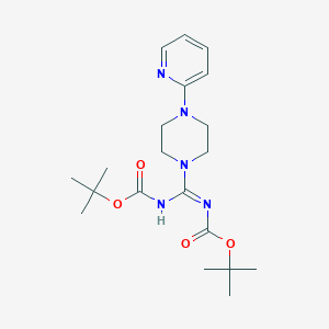 molecular formula C20H31N5O4 B12342811 tert-Butyl (((tert-butoxycarbonyl)imino)(4-(pyridin-2-yl)piperazin-1-yl)methyl)carbamate 