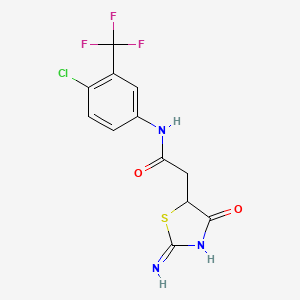 molecular formula C12H9ClF3N3O2S B12342938 N-[4-chloro-3-(trifluoromethyl)phenyl]-2-(2-imino-4-oxo-1,3-thiazolidin-5-yl)acetamide 