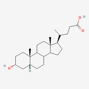 molecular formula C24H40O3 B1234315 4-[(3R,5R,10S,13R,17R)-3-hydroxy-10,13-dimethyl-2,3,4,5,6,7,8,9,11,12,14,15,16,17-tetradecahydro-1H-cyclopenta[a]phenanthren-17-yl]pentanoic acid 
