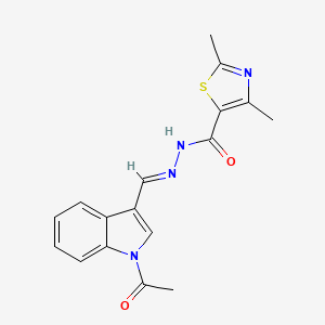 molecular formula C17H16N4O2S B1234323 N-[(E)-(1-acetylindol-3-yl)methylideneamino]-2,4-dimethyl-1,3-thiazole-5-carboxamide 