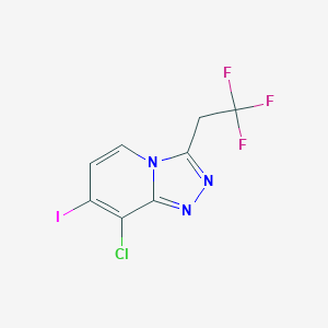 molecular formula C8H4ClF3IN3 B12343390 8-Chloro-7-iodo-3-(2,2,2-trifluoroethyl)-[1,2,4]triazolo[4,3-a]pyridine 