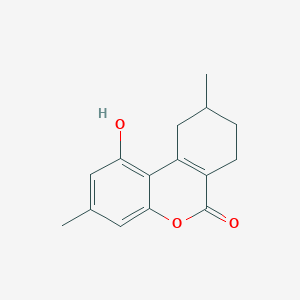 molecular formula C15H16O3 B1234360 1-Hydroxy-3,9-dimethyl-7,8,9,10-tetrahydrobenzo[c][1]benzopyran-6-one 