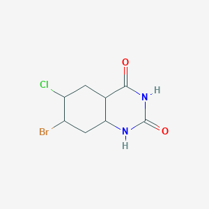 molecular formula C8H10BrClN2O2 B12343606 7-bromo-6-chloro-4a,5,6,7,8,8a-hexahydro-1H-quinazoline-2,4-dione 
