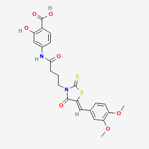 4-[4-[(5Z)-5-[(3,4-dimethoxyphenyl)methylidene]-4-oxo-2-sulfanylidene-1,3-thiazolidin-3-yl]butanoylamino]-2-hydroxybenzoic acid