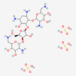 5-amino-2-(aminomethyl)-6-[4,6-diamino-2-[(2S,4R,5R)-4-[3-amino-6-(aminomethyl)-4,5-dihydroxyoxan-2-yl]oxy-3-hydroxy-5-(hydroxymethyl)oxolan-2-yl]oxy-3-hydroxycyclohexyl]oxyoxane-3,4-diol;sulfuric acid