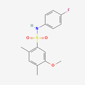molecular formula C15H16FNO3S B12344443 N-(4-fluorophenyl)-5-methoxy-2,4-dimethylbenzene-1-sulfonamide 